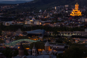 tblisi city panorama at night top monuments © Horner