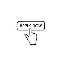 Apply now line icon in flat style. Finger cursor vector white isolated background. Click button business concept