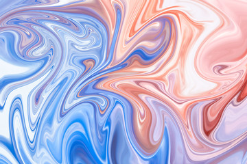 Obraz premium Shades of blue and coral, abstract marble effect background. Pattern can be used as a background or for cards, invitations and social media