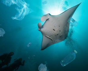 Plastic ocean pollution concept © Jag_cz