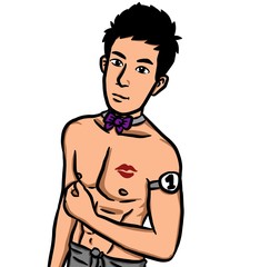 Fototapeta premium Cartoon sexy man on white background