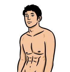 Fototapeta premium Cartoon sexy man on white background