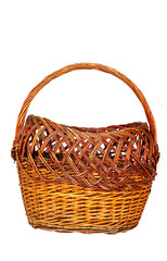 an old wicker basket. Isolated. Front view