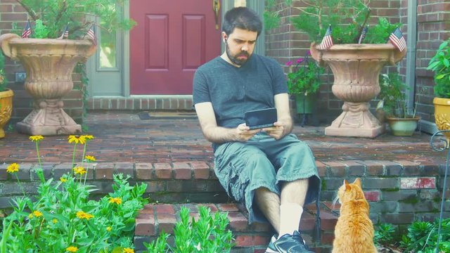 playing a gaming device outside