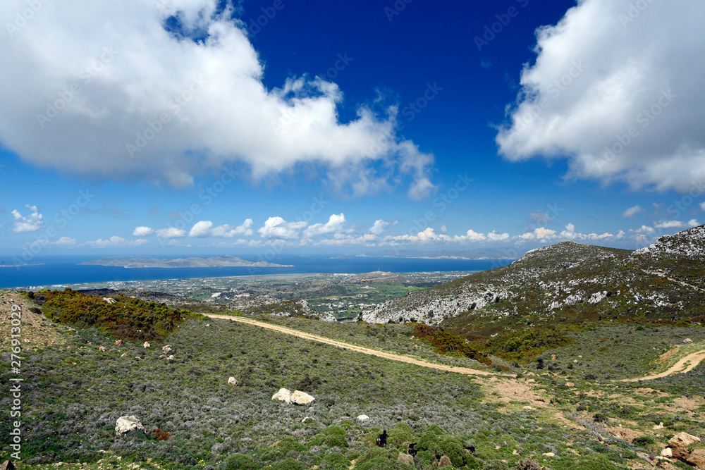 Canvas Prints Blick auf die Küste der griechischen Insel Kos (im Hintergrund Insel Pserimos) 