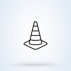 Traffic cone Safety outline art. Simple modern icon design illustration.
