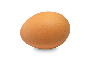 close-up egg chicken isolated on white background