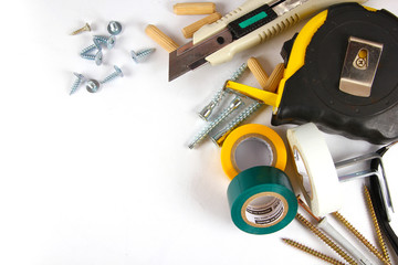 repair tools on white background