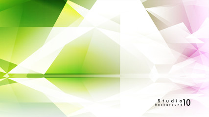 Vector studio background. abstract triangles with colorful gradients and background mirrors.