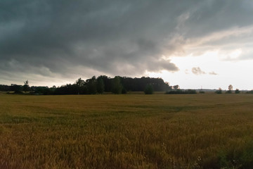 dramatic rural landscape before storm