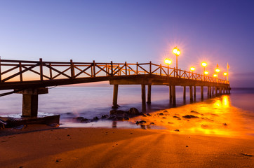 Early hours of daylight on the beach of Marbella on the Costa de Sol (Malaga) Spain