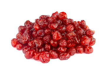 Isolated dried cherries on a white background