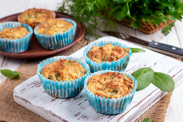 Savory muffins with feta cheese and spinach