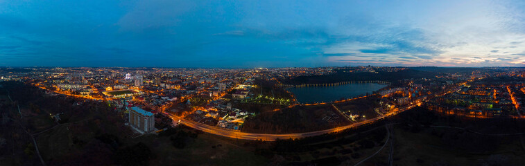 Aerial drone panoramic view of Chisinau