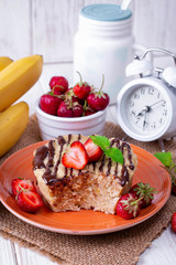 Fresh homemade cake with fresh strawberries