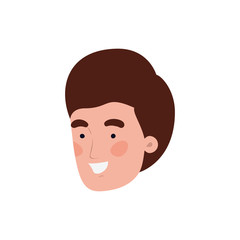 head of young man smiling on white background