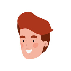 head of young man smiling on white background