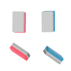 Set of erasers multicolor on white background