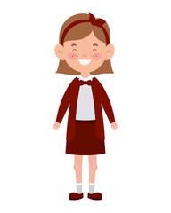 student girl standing smiling on white background