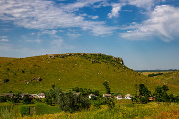 landscape with the Ukrainian village on a sunny day..