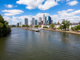 Skyline of Frankfurt with the river main, july 2019
