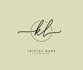 K L KL Beauty vector initial logo, handwriting logo of initial signature, wedding, fashion, jewerly, boutique, floral and botanical with creative template for any company or business.