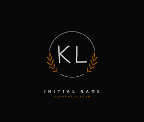 K L KL Beauty vector initial logo, handwriting logo of initial signature, wedding, fashion, jewerly, boutique, floral and botanical with creative template for any company or business.