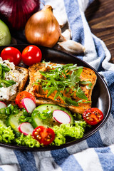 Breakfast - sandwiches with vegetable salad