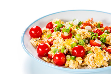 Breakfast - scrambled eggs with vegetables