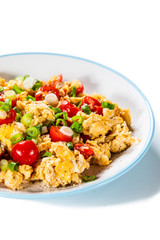 Breakfast - scrambled eggs with vegetables
