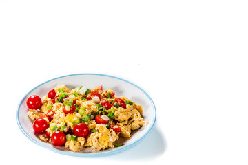 Breakfast - scrambled eggs with vegetables