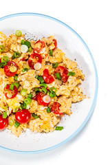Breakfast - scrambled eggs with vegetables