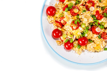 Breakfast - scrambled eggs with vegetables