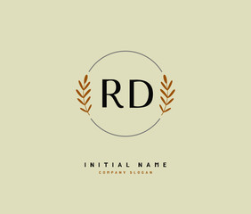 R D RD Beauty vector initial logo, handwriting logo of initial signature, wedding, fashion, jewerly, boutique, floral and botanical with creative template for any company or business.