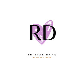 R D RD Beauty vector initial logo, handwriting logo of initial signature, wedding, fashion, jewerly, boutique, floral and botanical with creative template for any company or business.