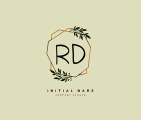 R D RD Beauty vector initial logo, handwriting logo of initial signature, wedding, fashion, jewerly, boutique, floral and botanical with creative template for any company or business.