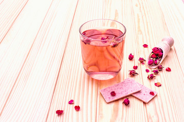 Summer refreshment tea from rose flowers