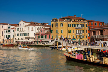 View of the beautiful Venice city and the Grand Canal in a sunny early spring day