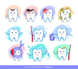 Vector collection of teeth cartoon characters