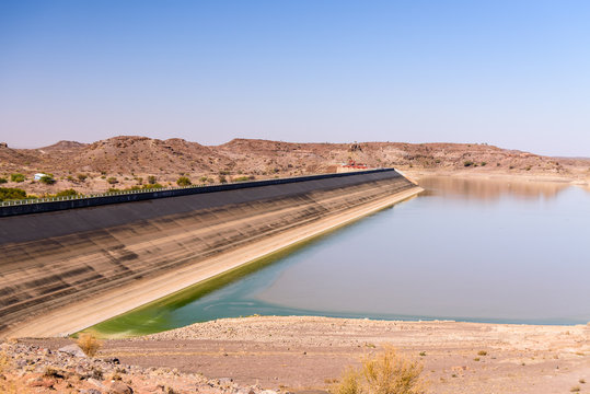 Retaining wall of Hardap Dam, Namibia's main source of drinking water, Mariental, Namibia