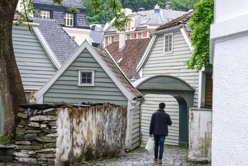 Fototapeta na wymiar Alltag in der Stadt Bergen in Norwegen