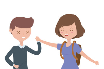Obraz premium Teenager boy and girl cartoons design