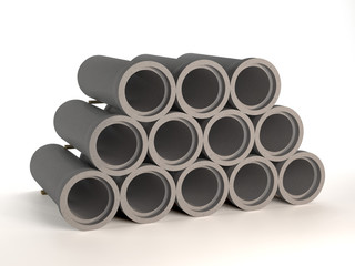 set of concrete pipes for sewage. Sewage in the city. 3D illustration