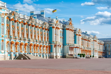 Catherine palace and park in Tsarskoe Selo (Pushkin), St. Petersburg, Russia