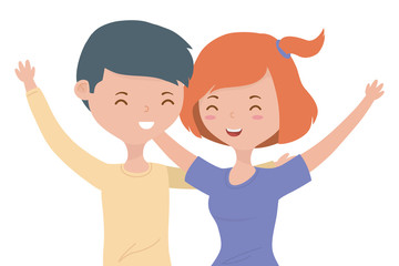 Obraz premium Teenager boy and girl cartoons design