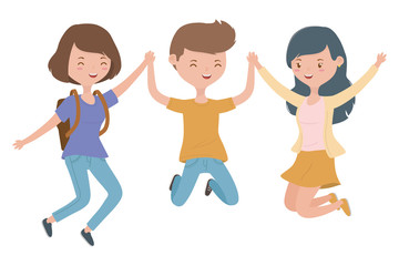 Teenager boy and girls cartoons design