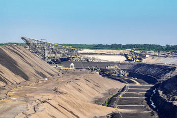Brown coal mining operations at Welzow Süd, one of the largest operational German open cast brown...
