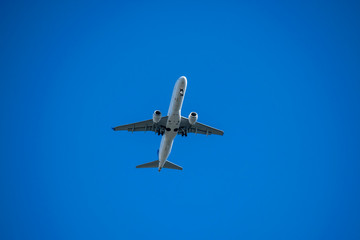 Passenger aircraft in the sky going to land.