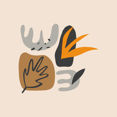 Simple abstract composition with cutout different forms.