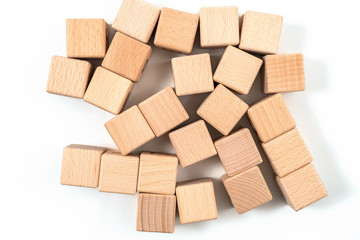 Wooden toy blocks isolated on white background. Clipping path included.